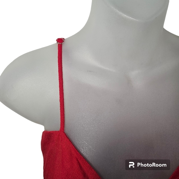Morning Mist Red Strappy Crop Front Tie Top Sz 10 M - Picture 5 of 10